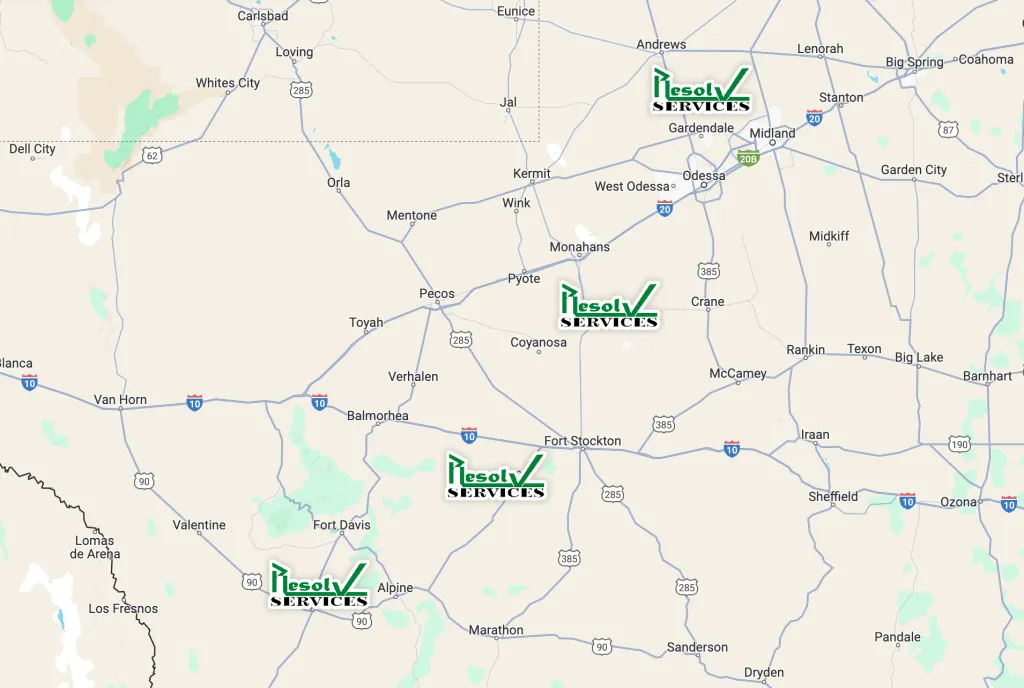 Resolv Services coverage map across the Permian Basin