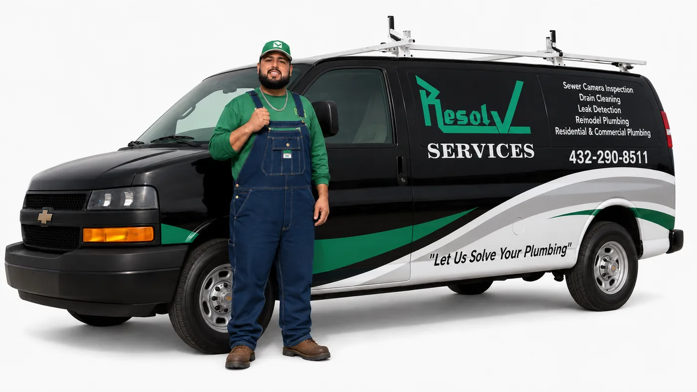 Resolv Services plumbing van and licensed plumber in Odessa, TX